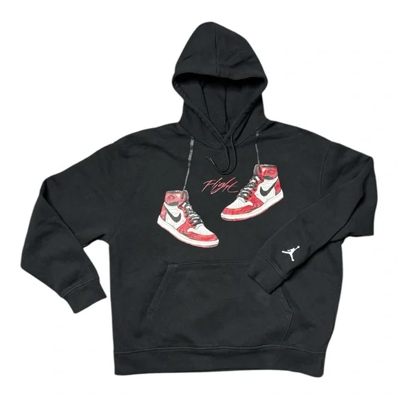 NIKE AIR JORDAN 1 CHICAGO 1985 LOST AND FOUND BLACK MENS HOODIE SWEATSHIRT - Picture 7 of 14